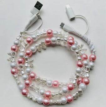 Charging Charger Cord - Beaded Bows