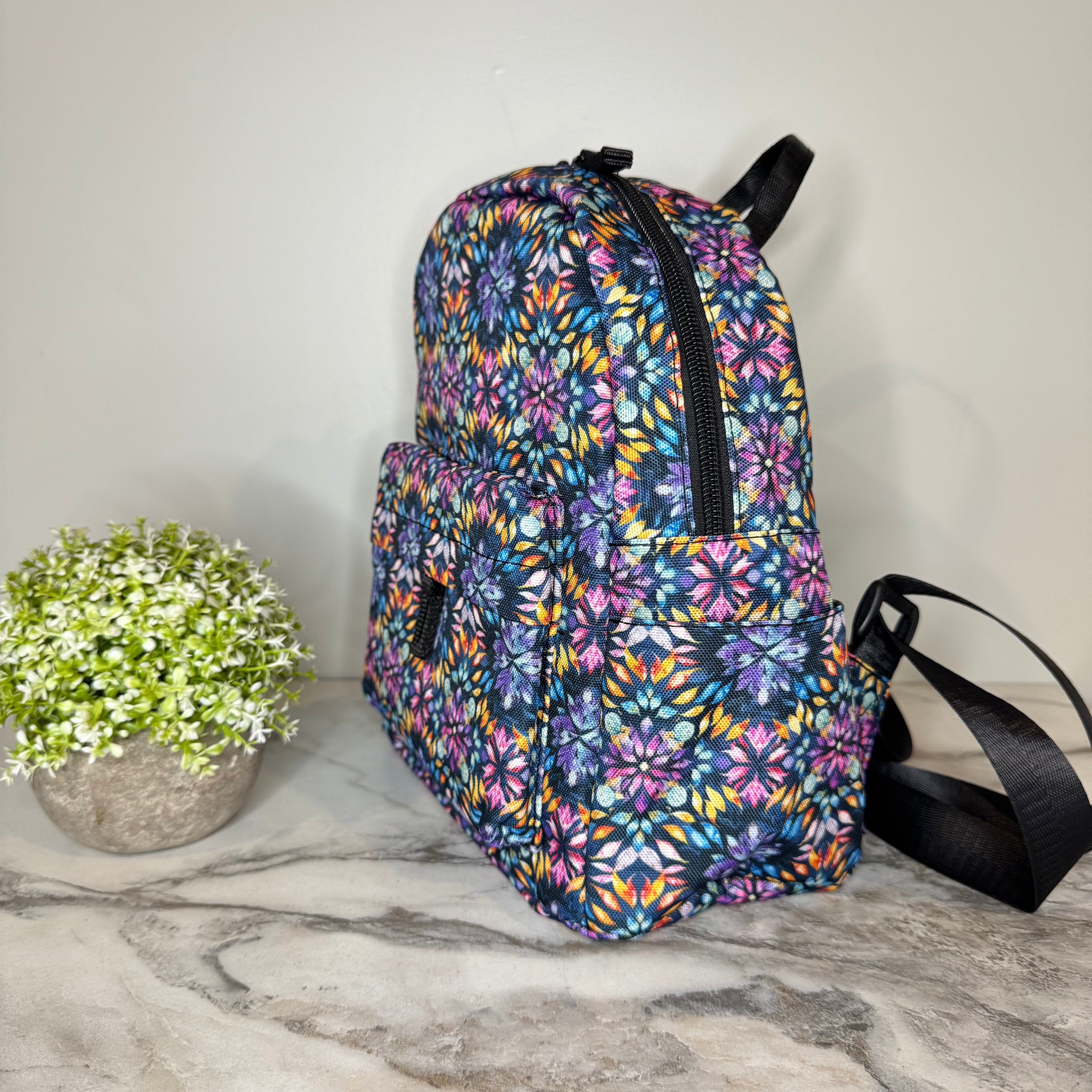 Mini Backpack - Bold Purple Orange Pink Tie Dye