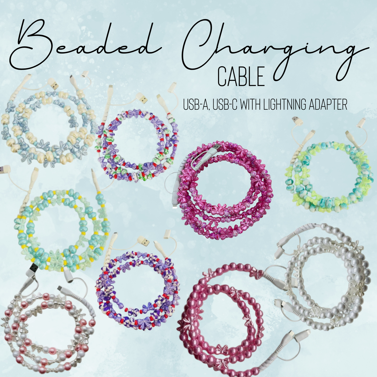 Charging Charger Cord - Beaded Bows