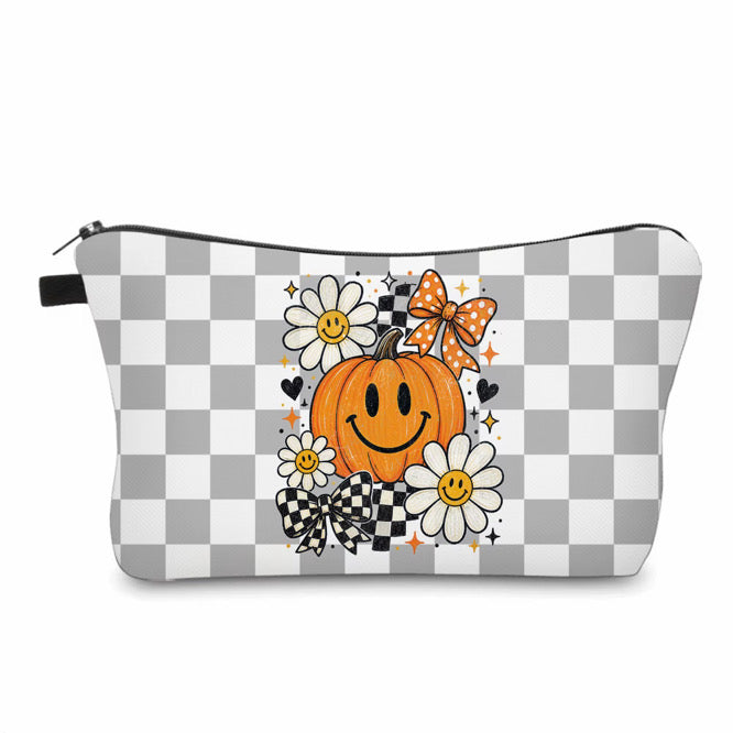 Pouch - Halloween Fall - Pumpkin Daisy Grey Checker