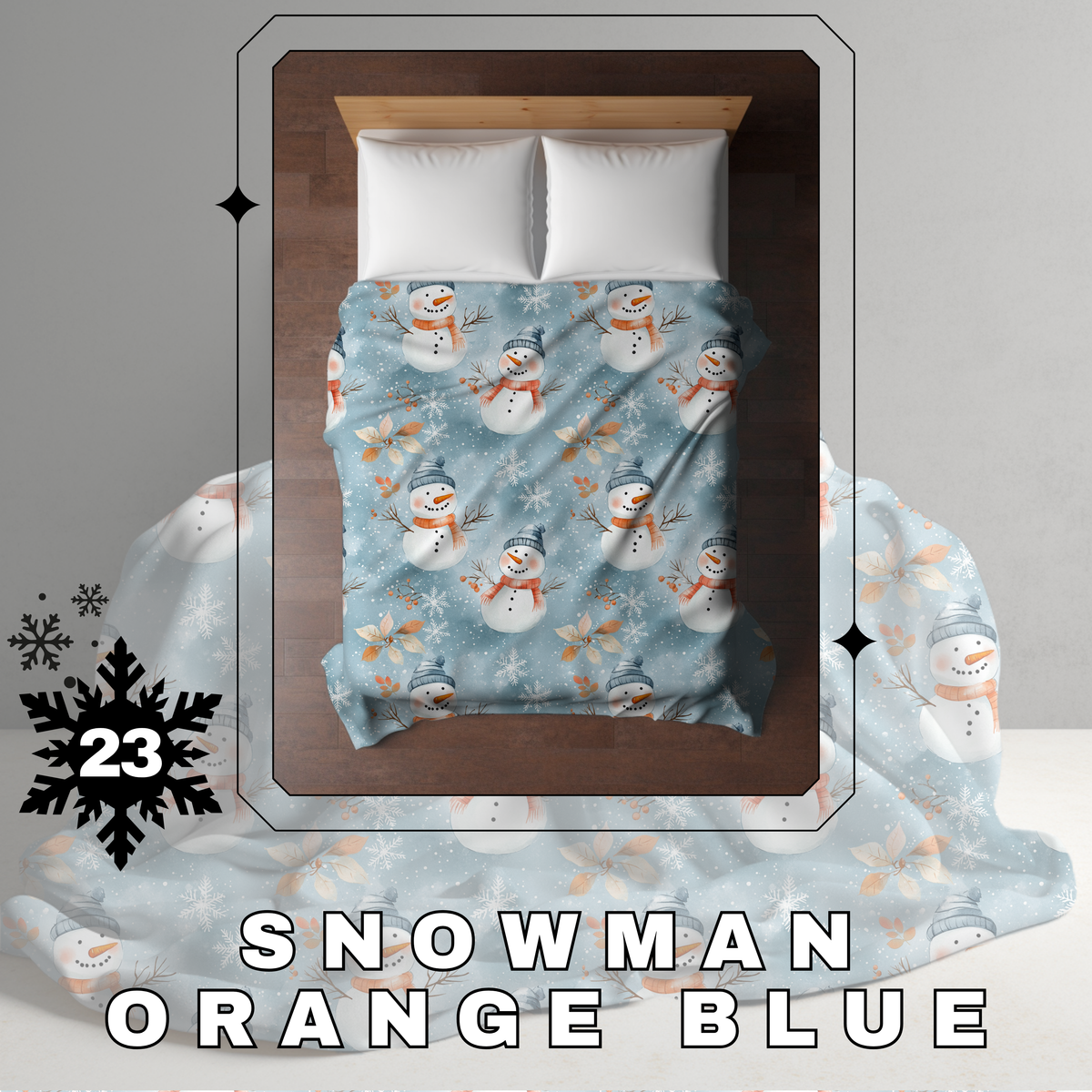 Blanket Christmas #23 - Snowman Orange Blue - PREORDER