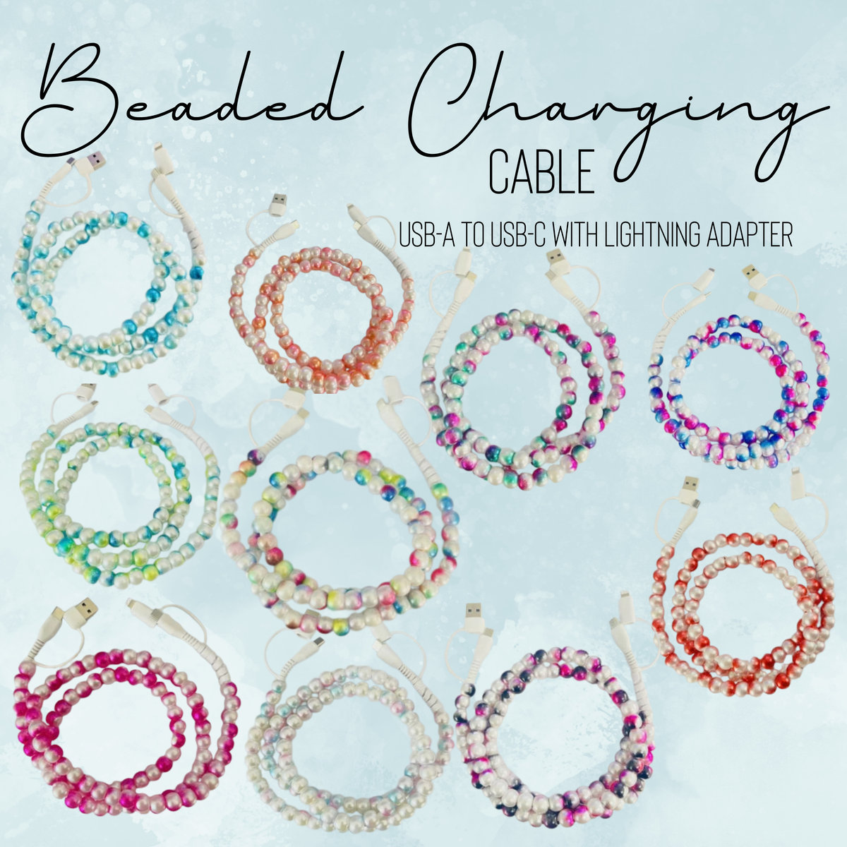 Charging Charger Cord - Beaded Tie Dye
