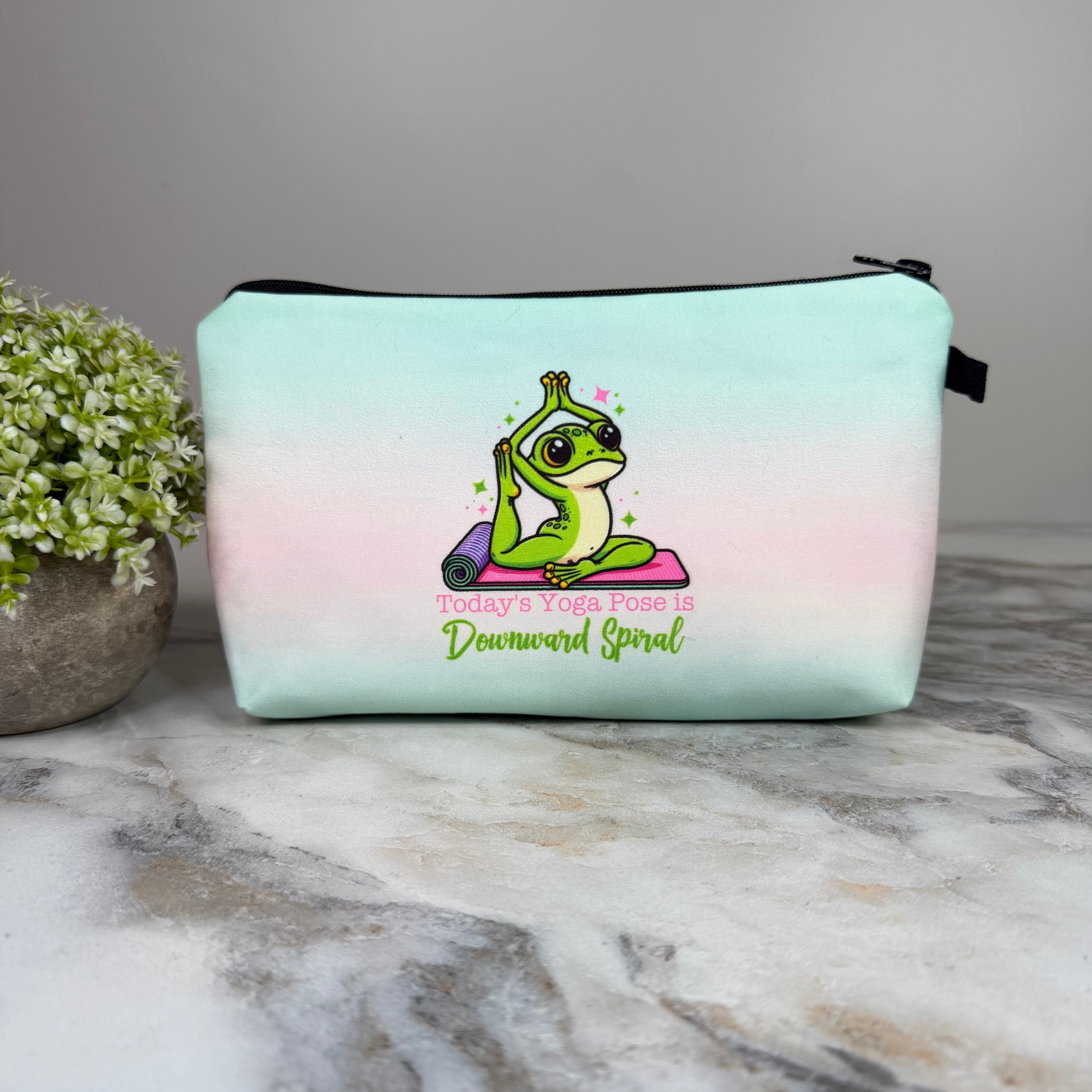 Pouch - Humor, Yoga Downward Spiral Frog