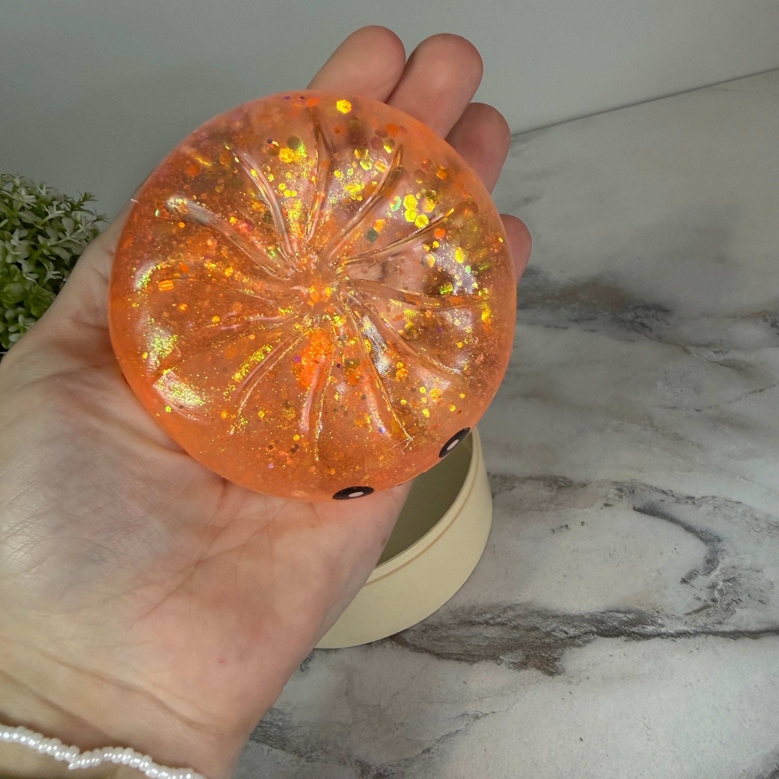 Squishy Toy - Viral Dumpling, Slow Rise Glitter #2 - Orange