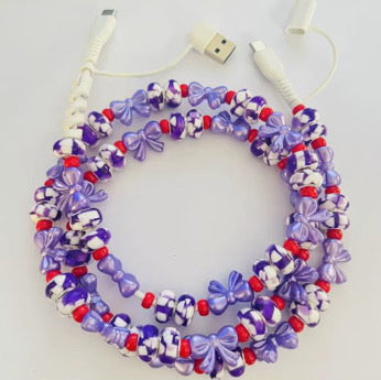 Charging Charger Cord - Beaded Bows