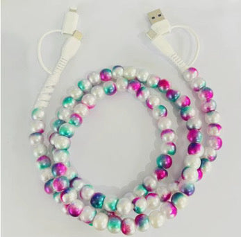 Charging Charger Cord - Beaded Tie Dye