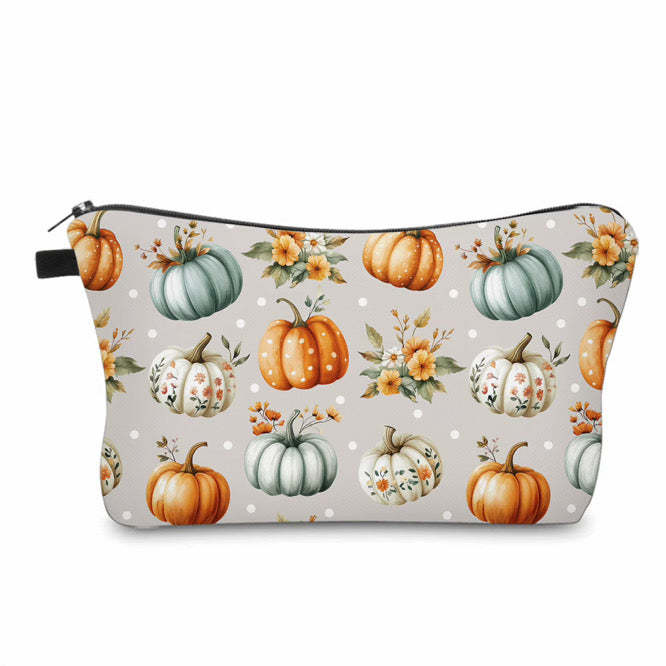 Pouch - Fall - Pumpkin Floral Aqua