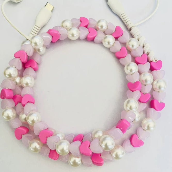 Charging Charger Cord - Beaded Hearts + Stars - PREORDER ends 10/3