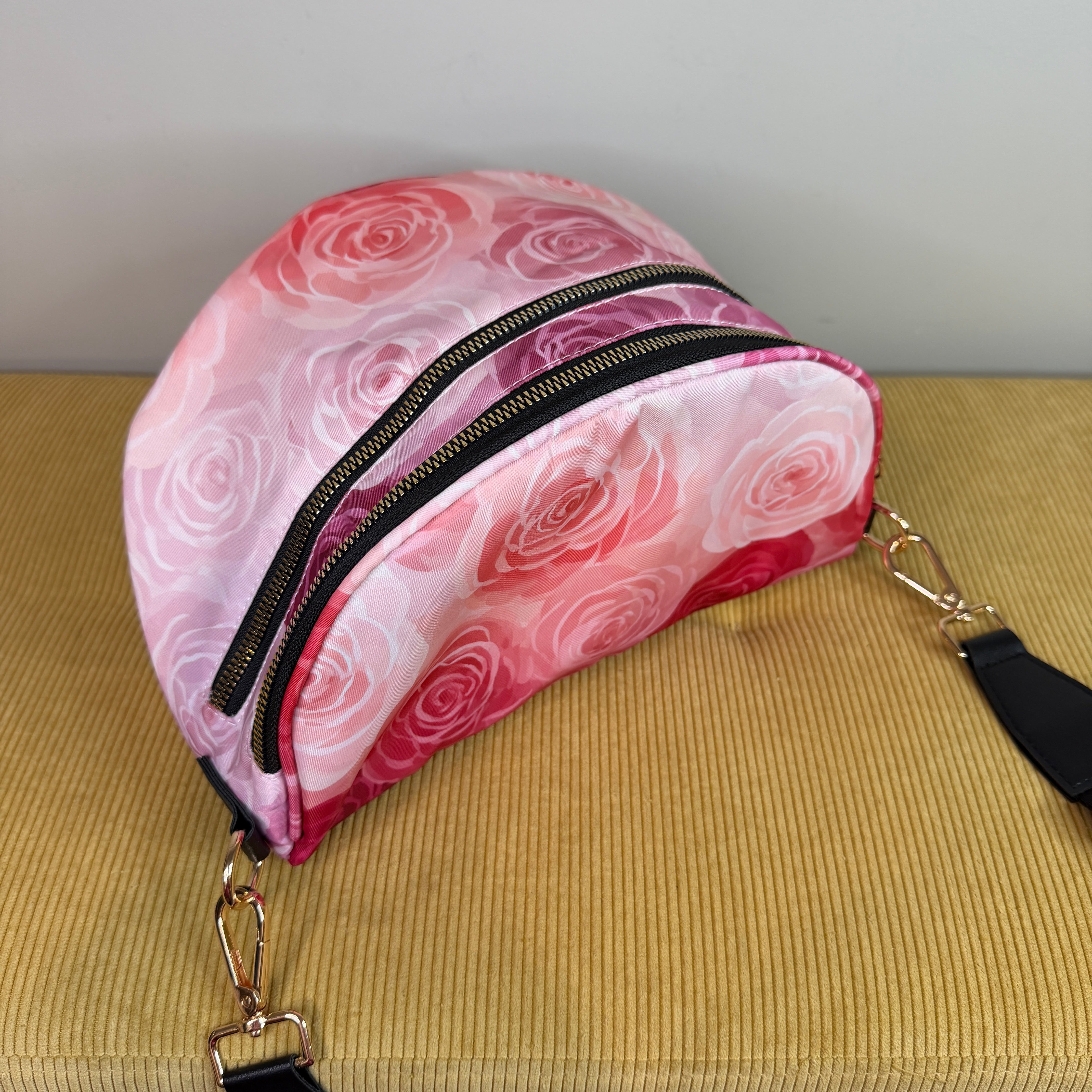 The Roni Nylon Crossbody - Pink Purple Ombré Roses