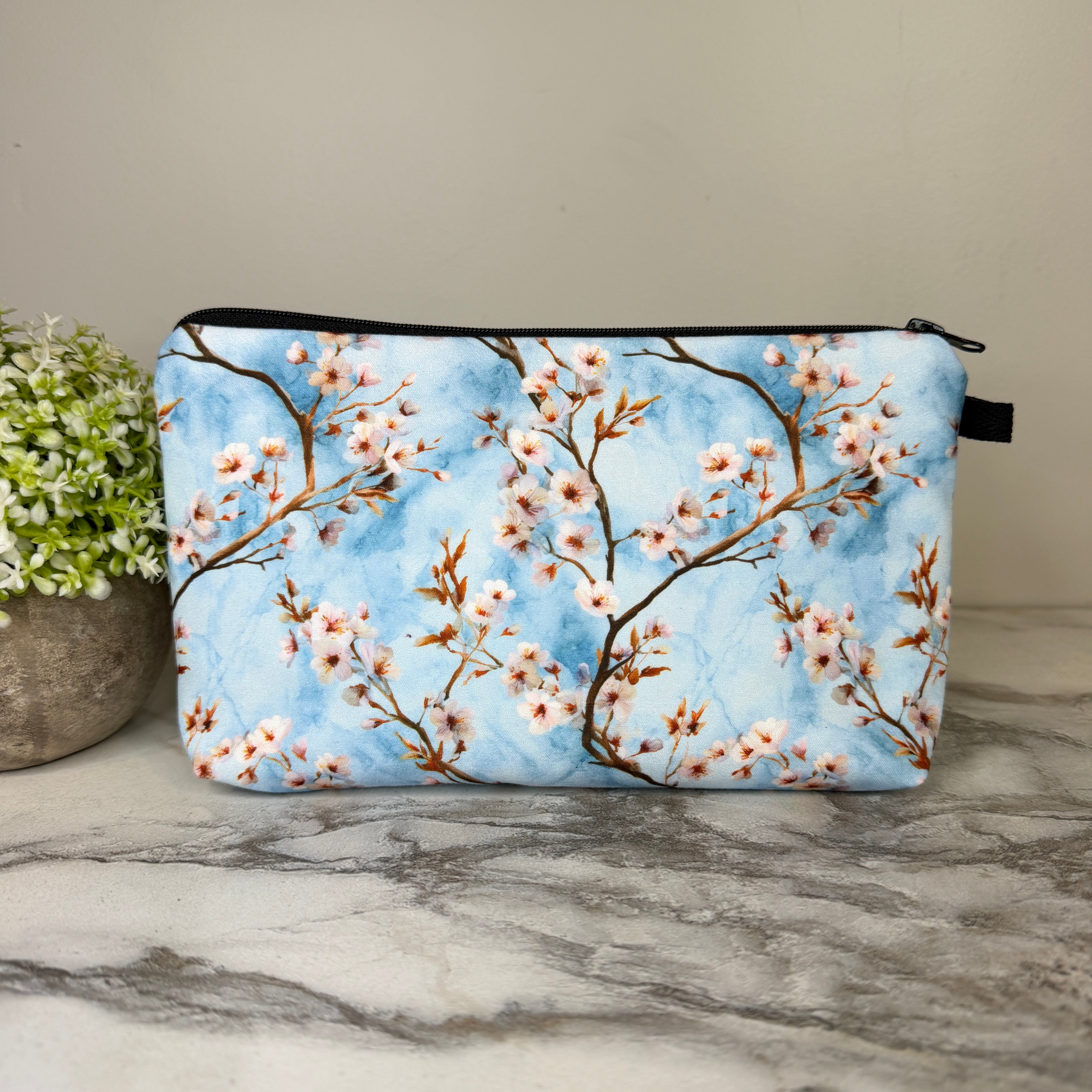 Pouch - Floral Ice Blue Cherry Blossom