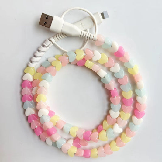 Charging Charger Cord - Beaded Hearts + Stars - PREORDER ends 10/3