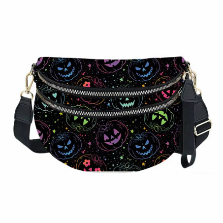 The Roni Nylon Crossbody - Halloween Fall Rainbow Pumpkin Faces