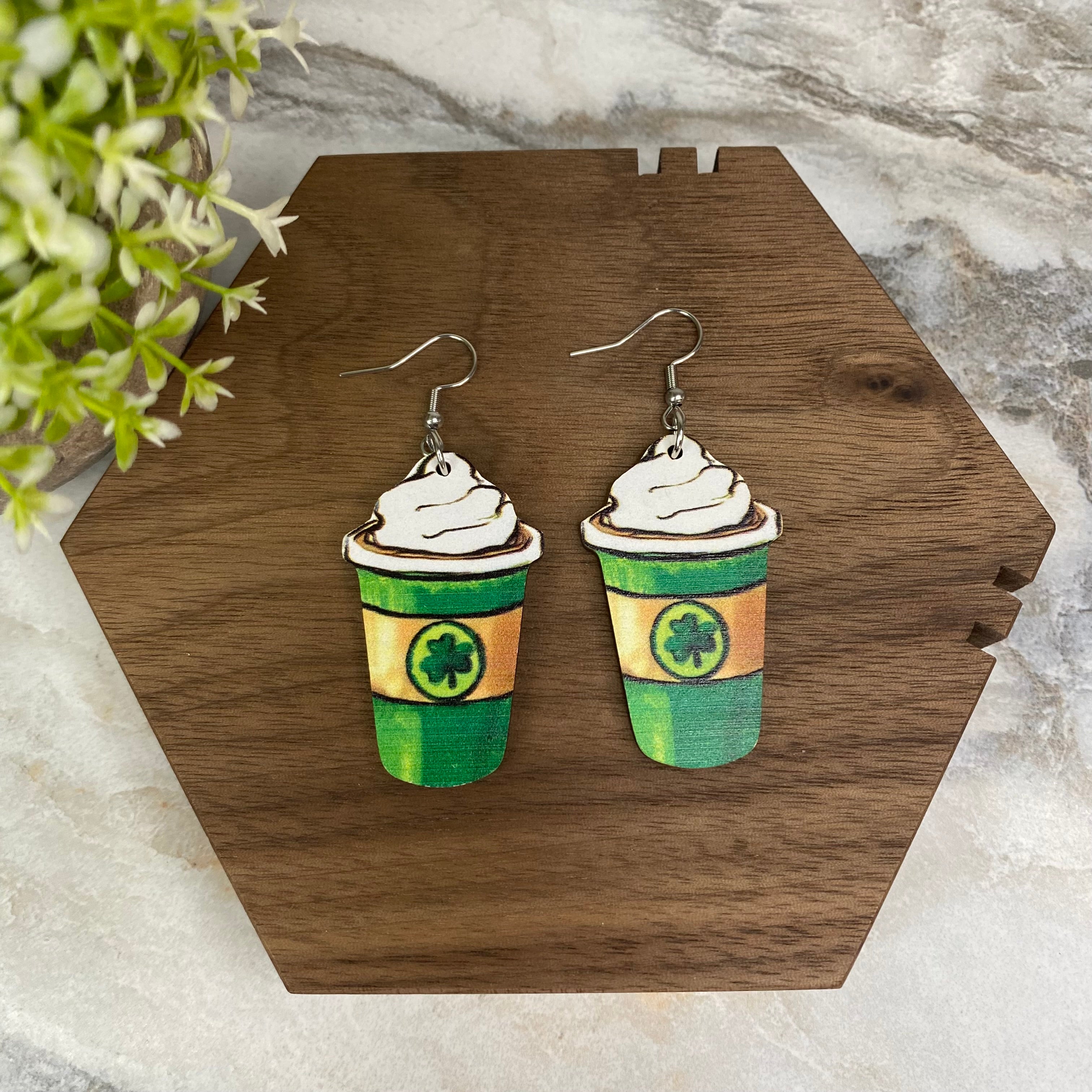 Wooden Dangle Earrings - St. Patrick’s Day - #5