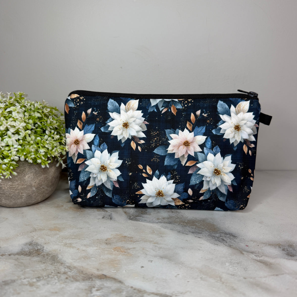Pouch - Christmas - Blue White Floral