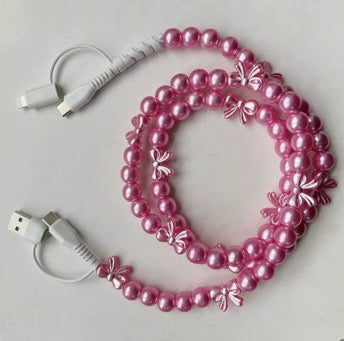 Charging Charger Cord - Beaded Bows