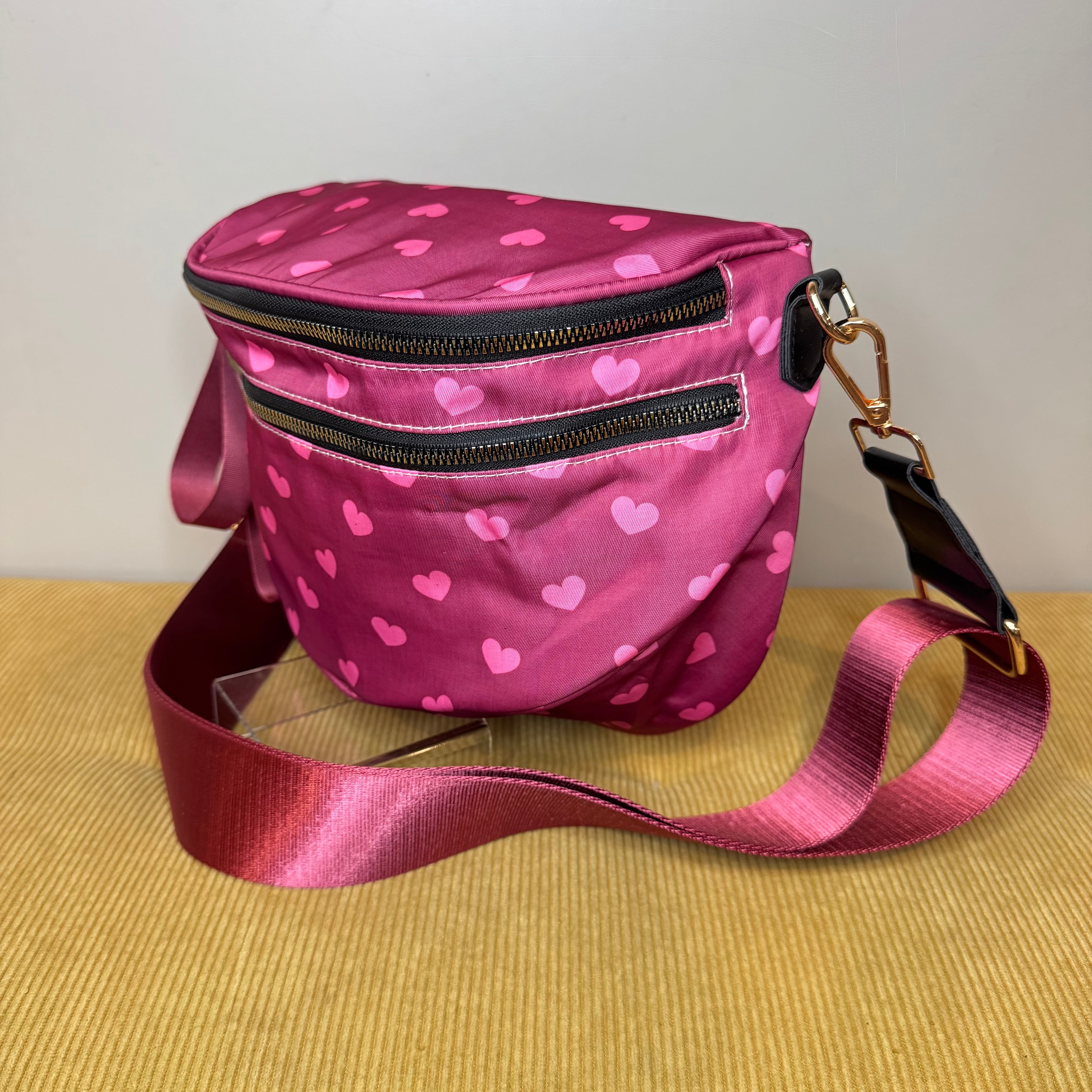 The Roni Nylon Crossbody - Maroon Heart