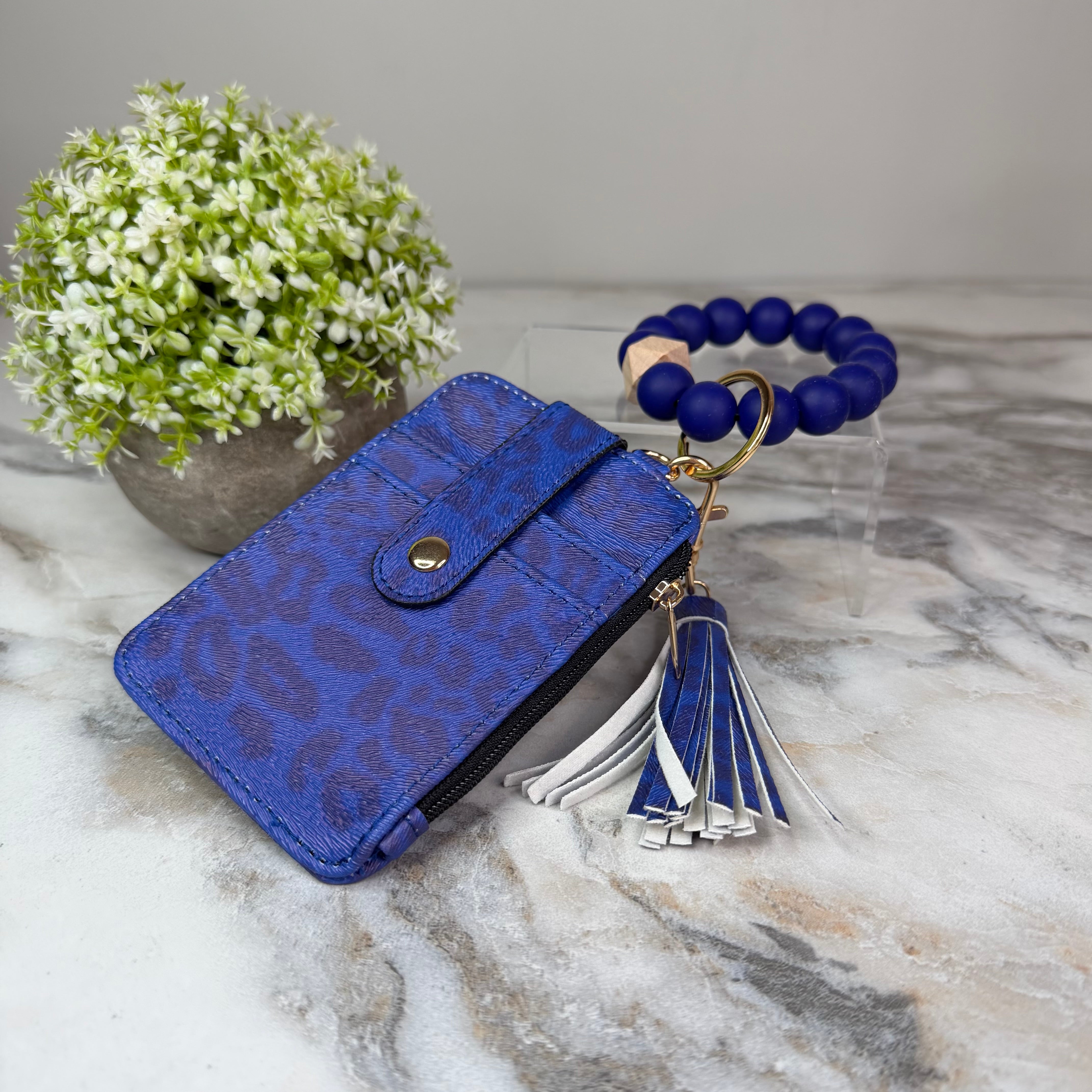 Bracelet Keychain & Card Holder Wallet - Animal Print