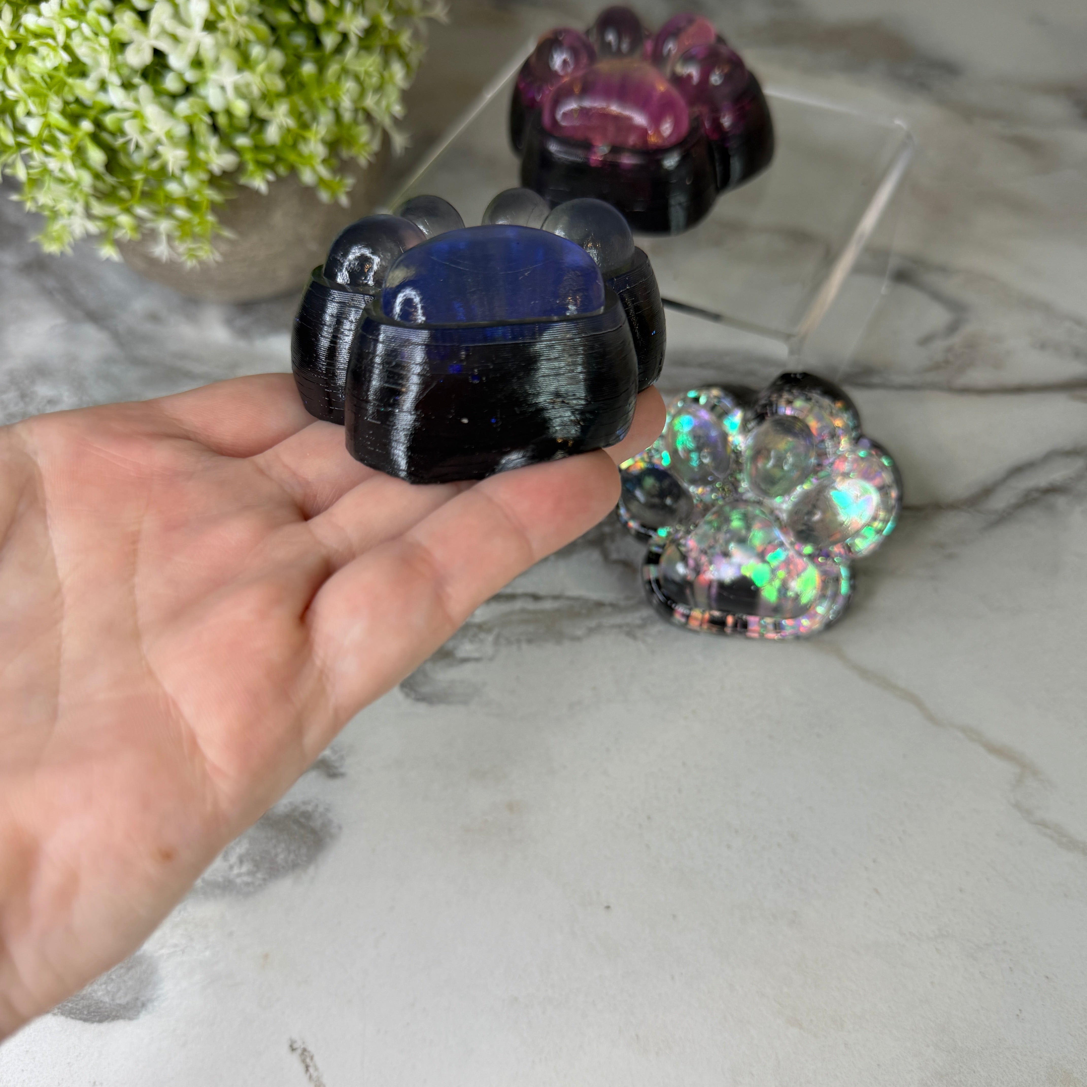 Squishy Toy - Paw Print, Galaxy Glitter