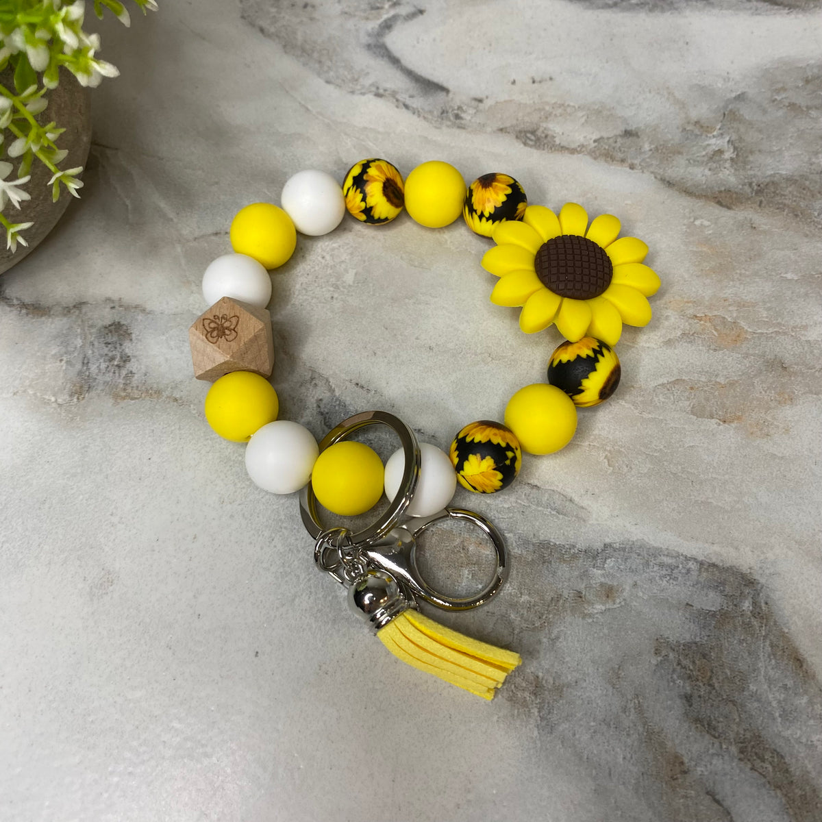 Silicone Bracelet Keychain - Sunflower Yellow