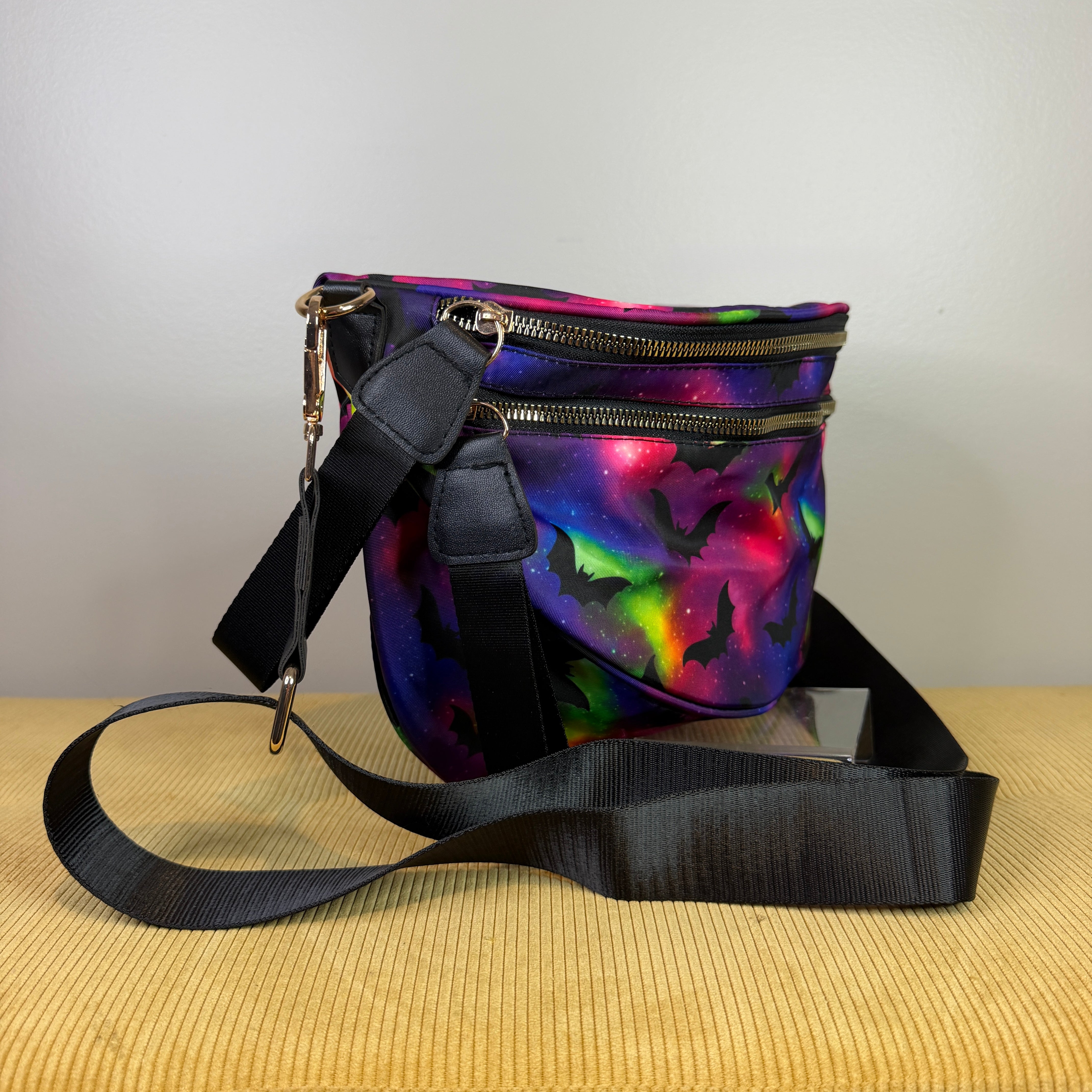 The Roni Nylon Crossbody - Halloween Fall Galaxy Bat