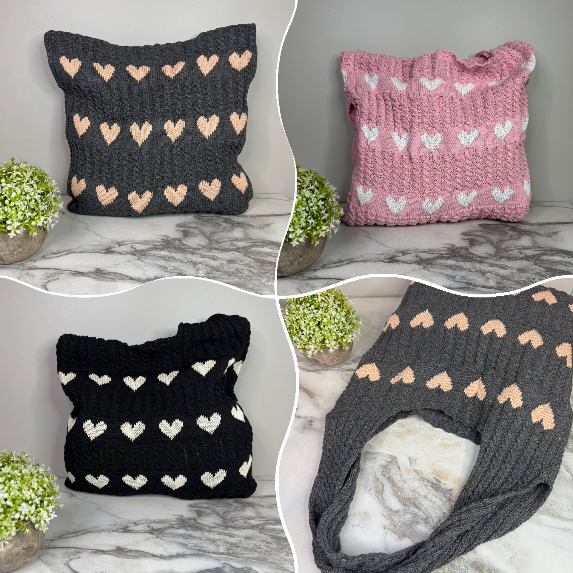 Heart Tote Bag - Knit Sweater