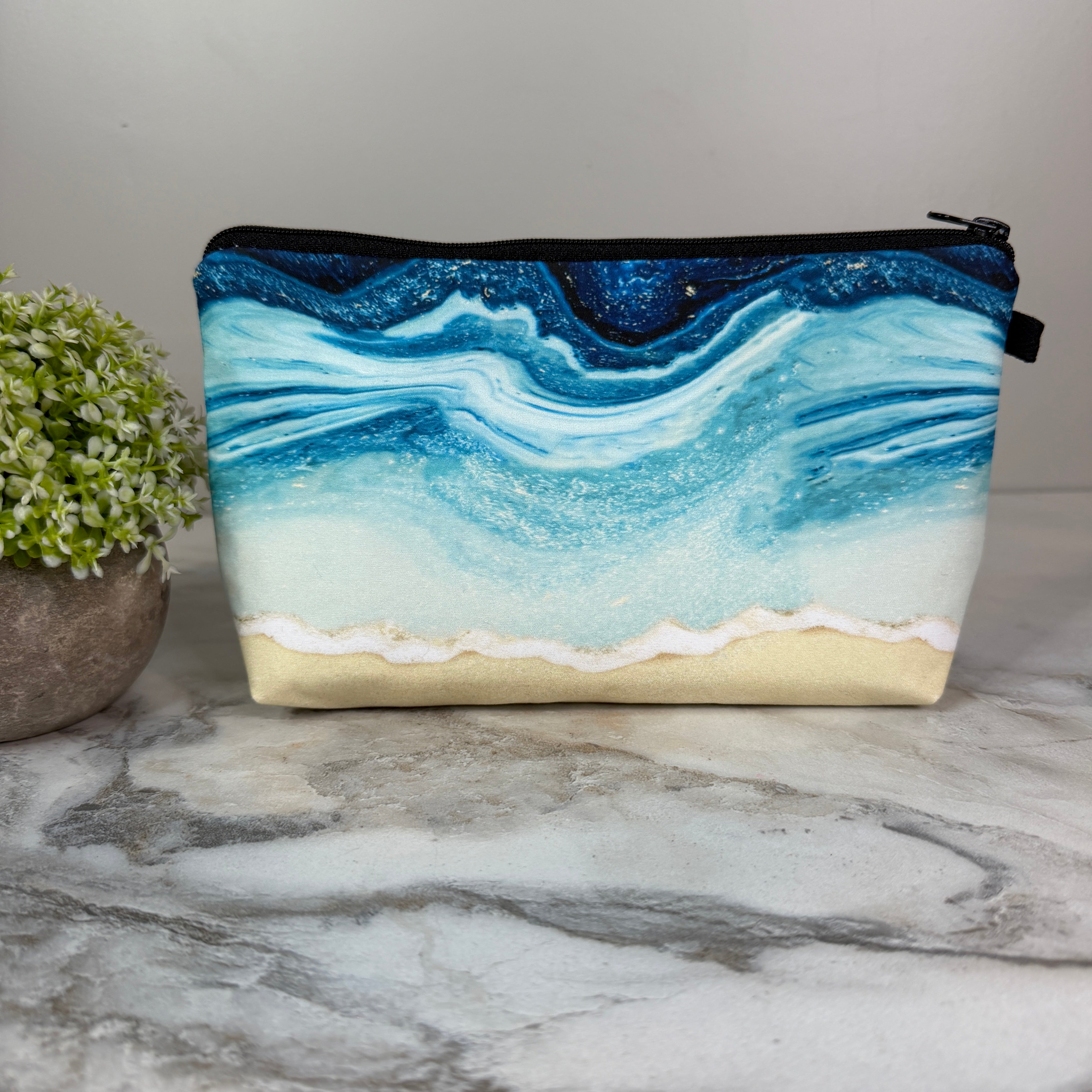 Pouch - Beach Blue Marble Waves