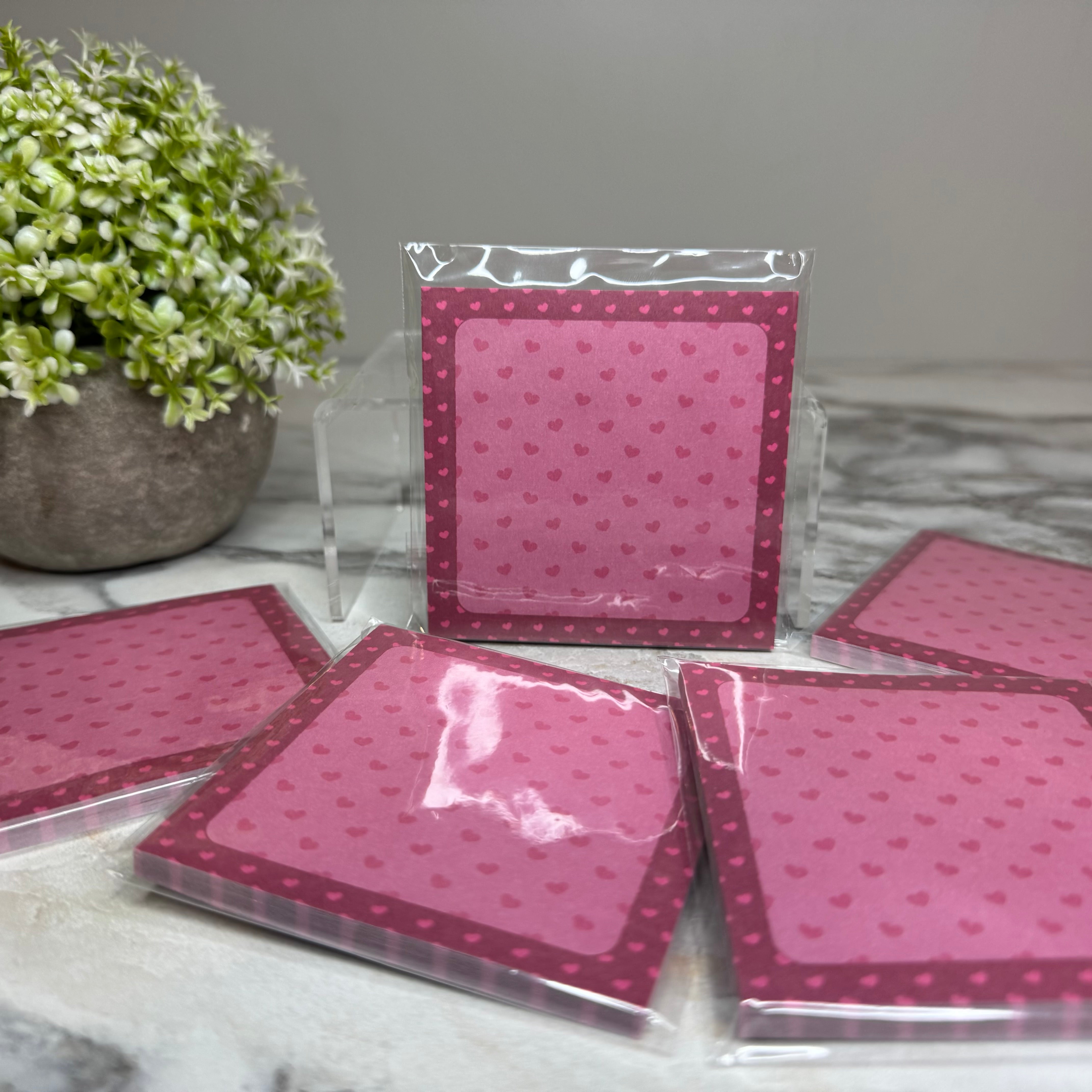 The Sticky Note Collection - Maroon Pink Hearts