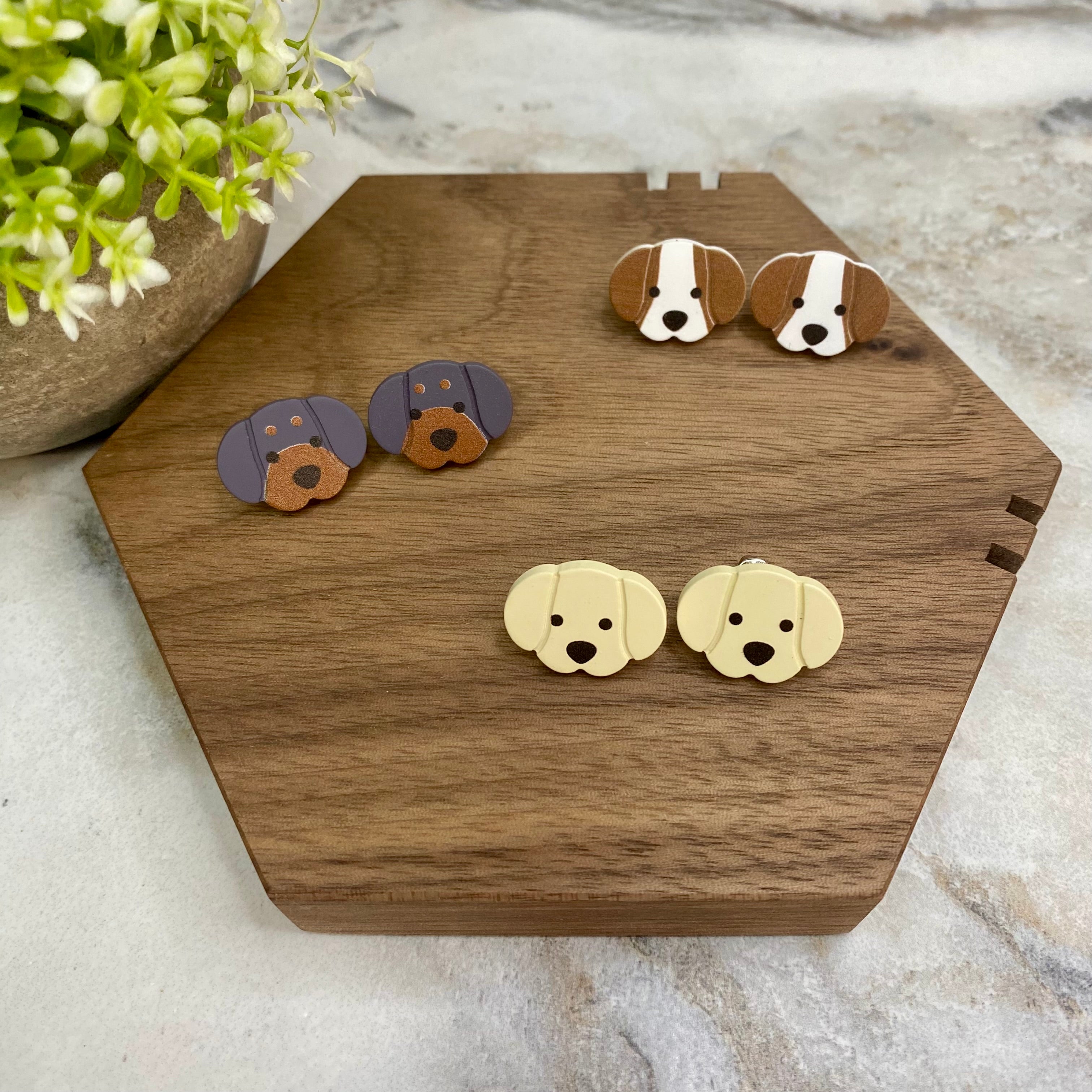 Acrylic Stud Earrings - Dog Mix