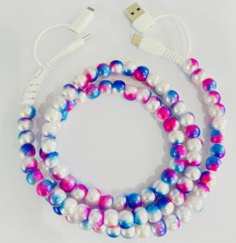 Charging Charger Cord - Beaded Tie Dye