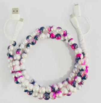 Charging Charger Cord - Beaded Tie Dye