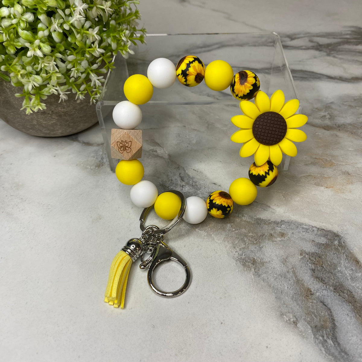 Silicone Bracelet Keychain - Sunflower Yellow