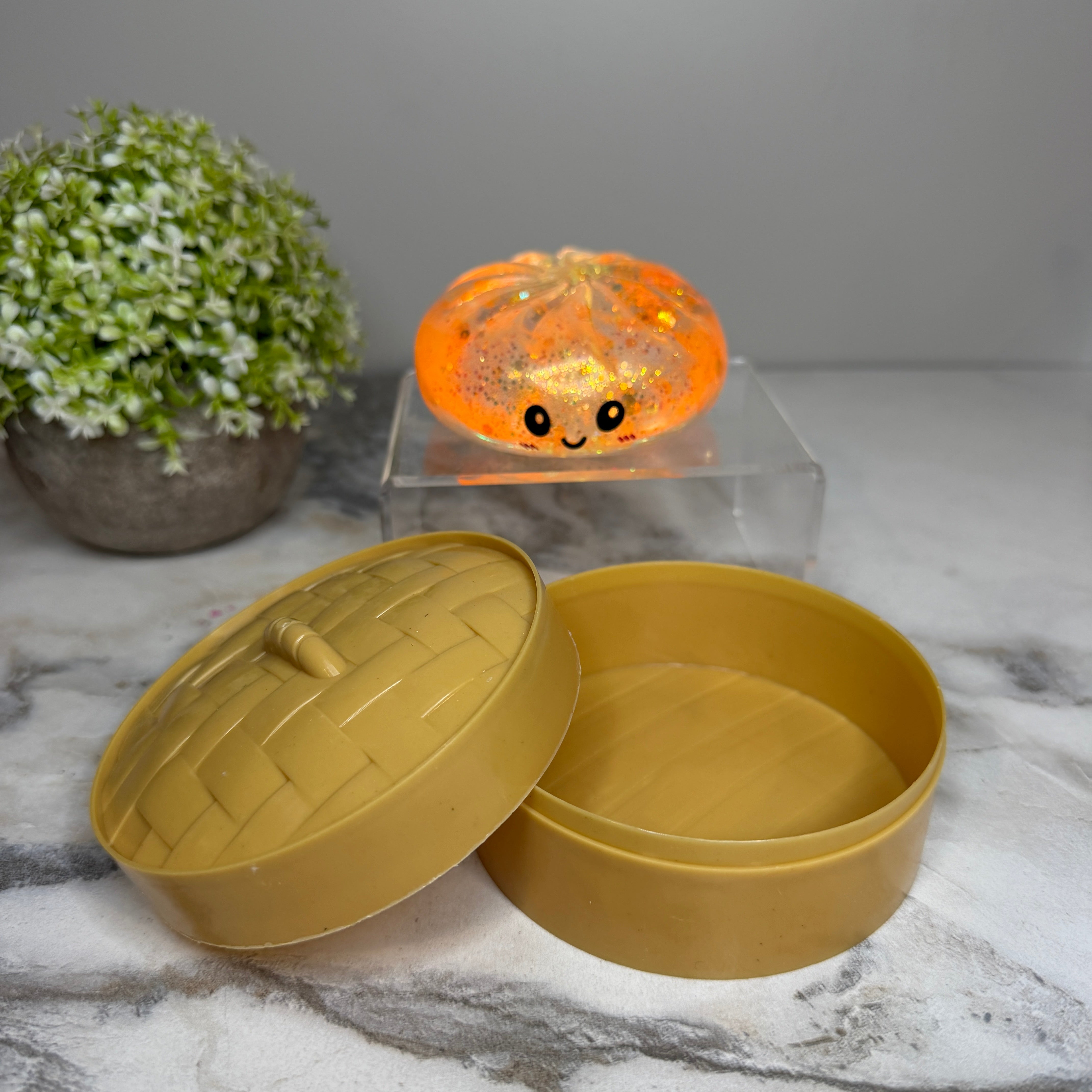 Squishy Toy - Viral Dumpling, Slow Rise Glitter - Orange