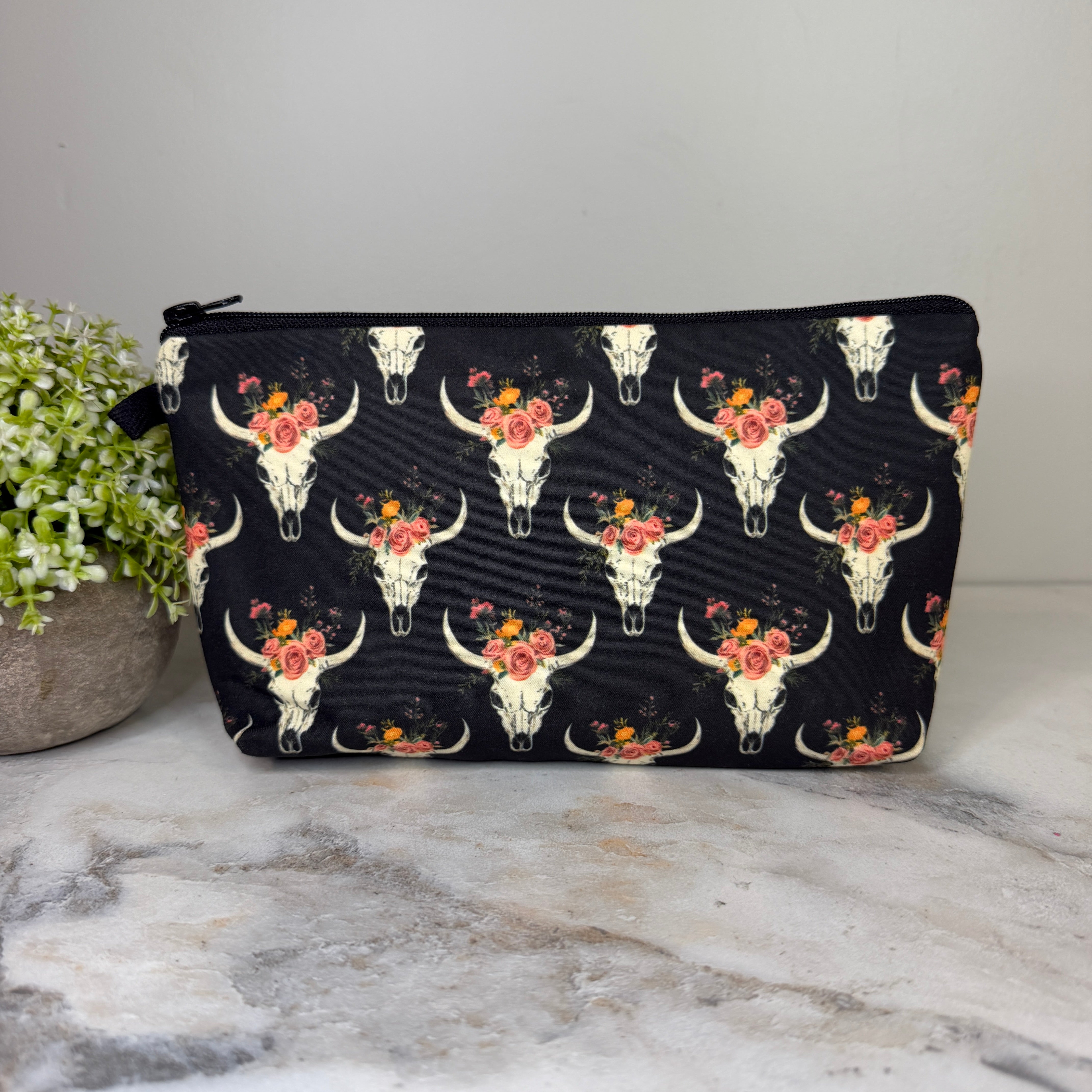 Pouch - Animal Bull Skull Floral
