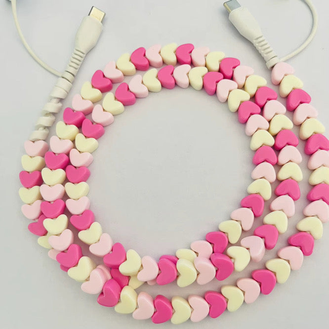 Charging Charger Cord - Beaded Hearts + Stars - PREORDER ends 10/3