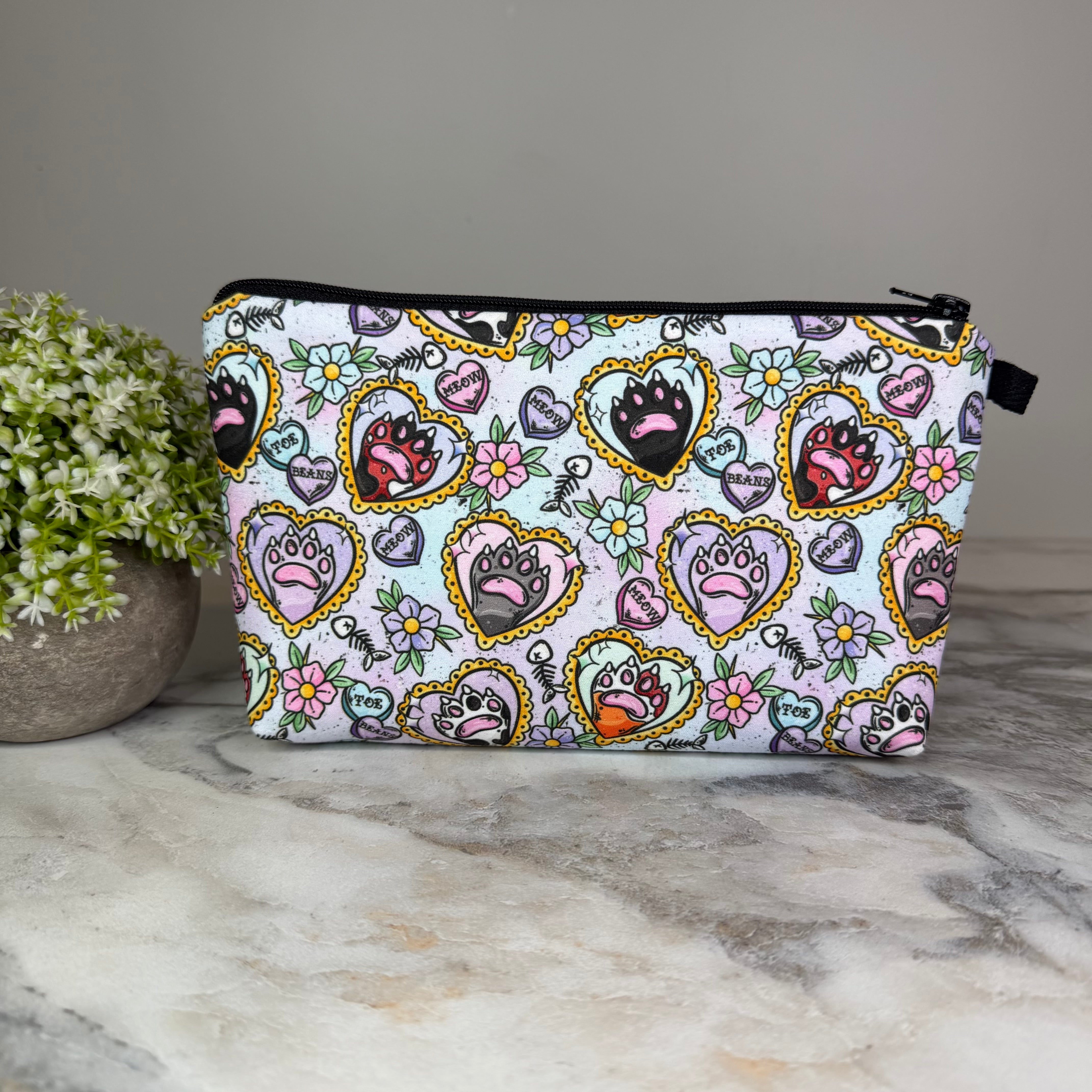 Pouch - Cat, Paw Heart Meow Pastel