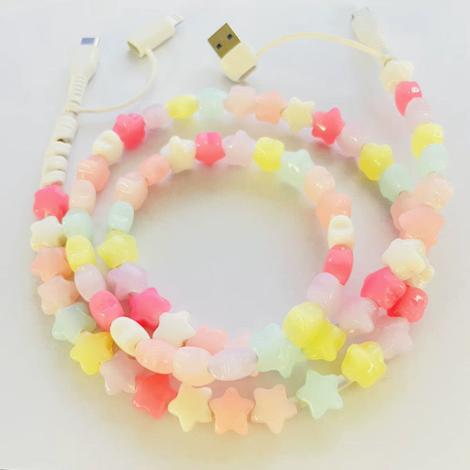 Charging Charger Cord - Beaded Hearts + Stars - PREORDER ends 10/3