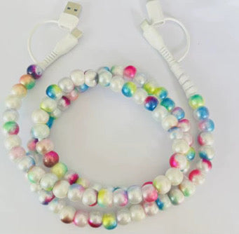 Charging Charger Cord - Beaded Tie Dye