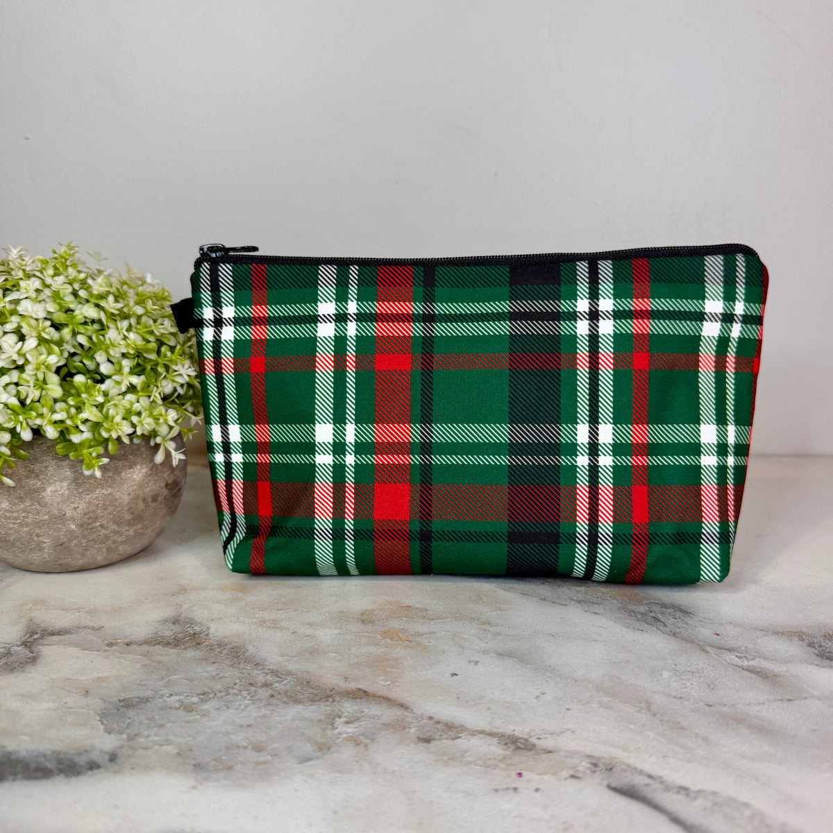 Pouch - Christmas Winter - Green Plaid