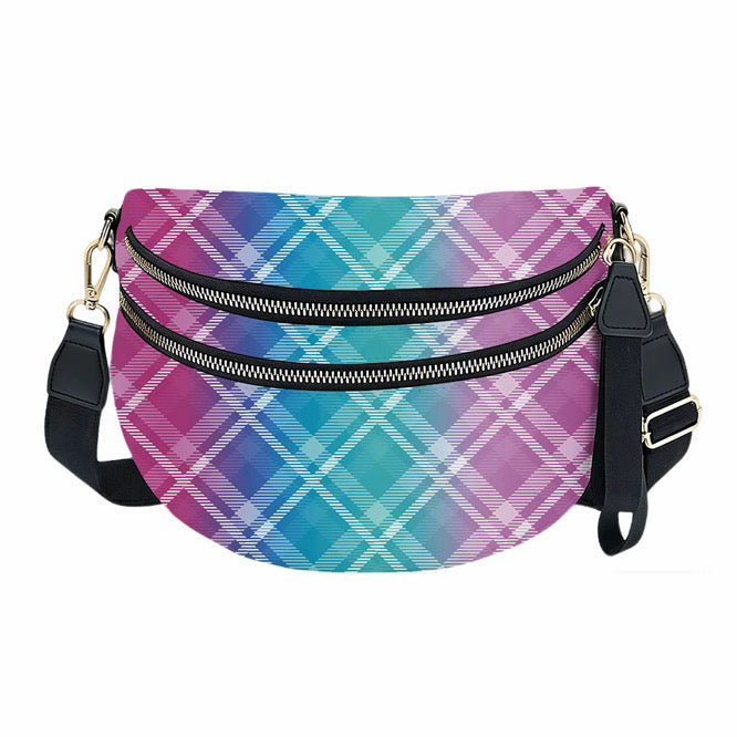 The Roni Nylon Crossbody - Plaid Criss Cross