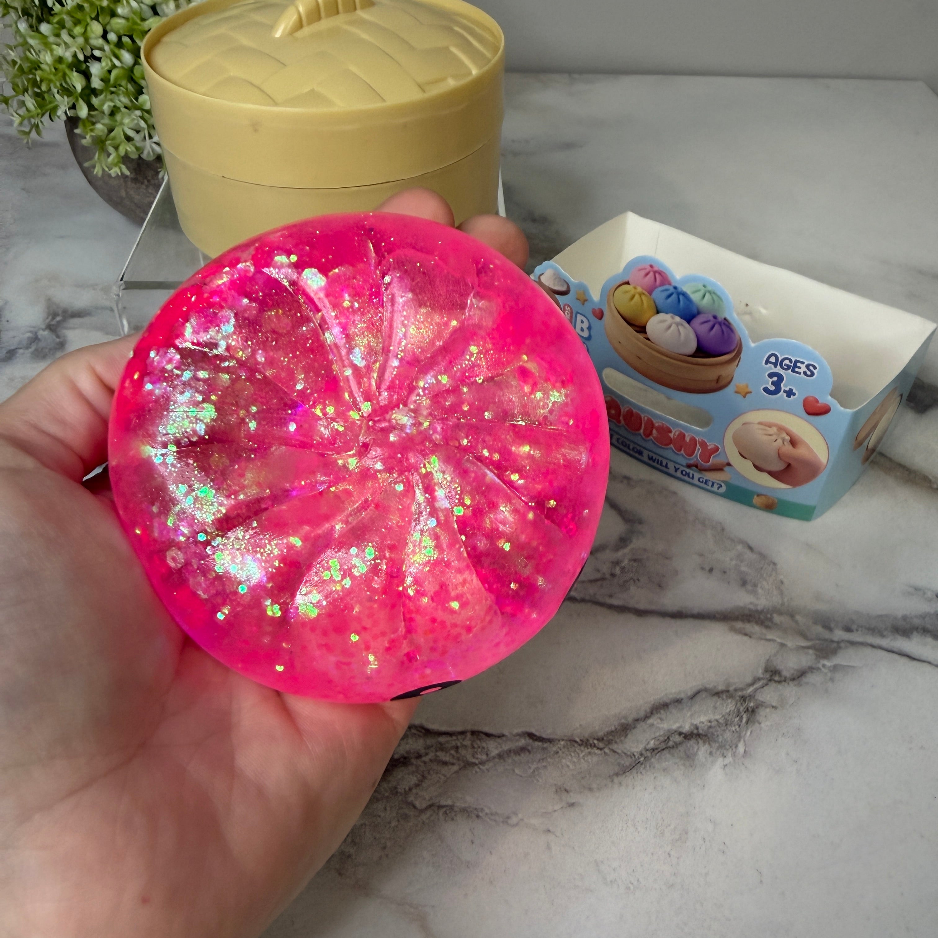Squishy Toy - Viral Dumpling, Slow Rise Glitter - Pink