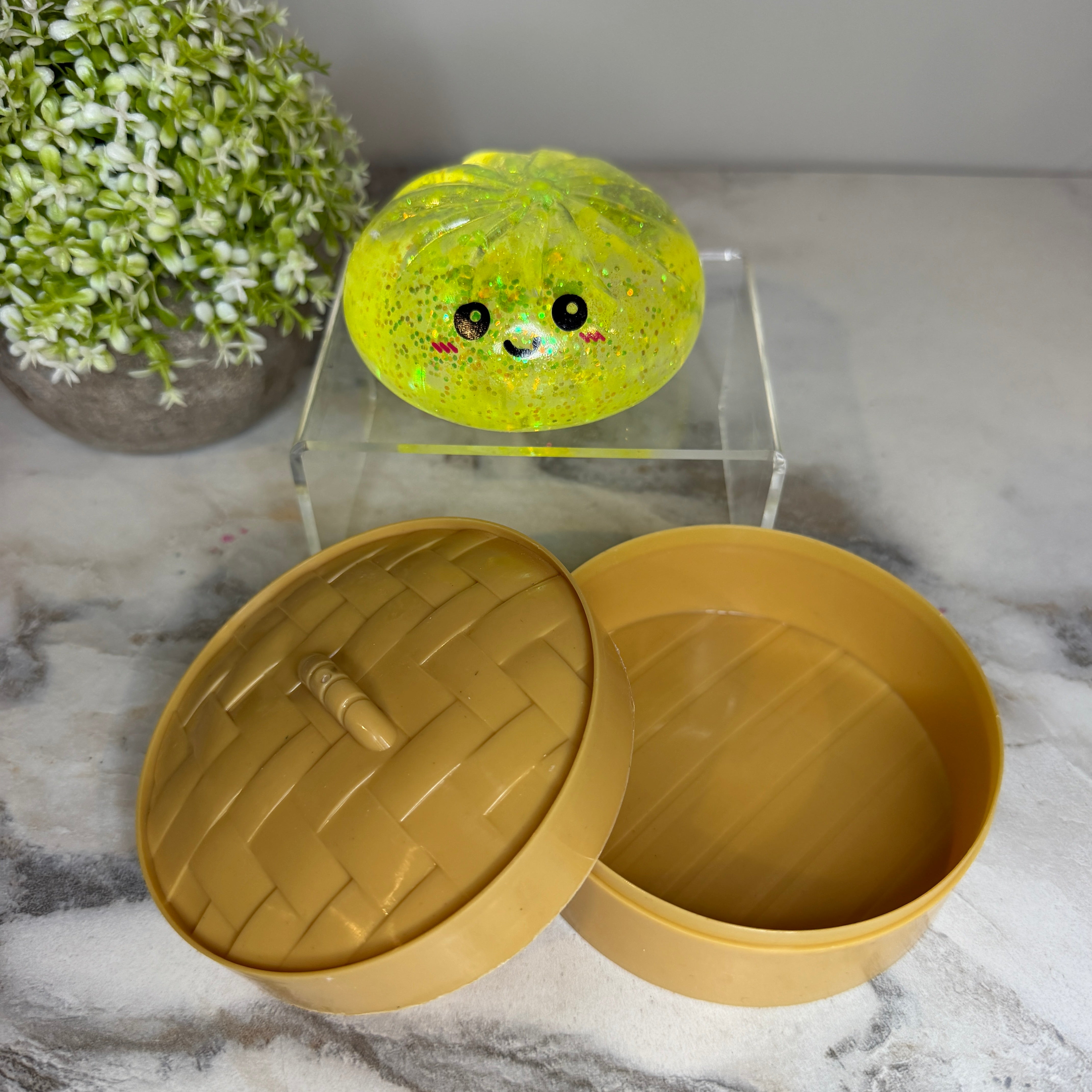 Squishy Toy - Viral Dumpling, Slow Rise Glitter - Yellow