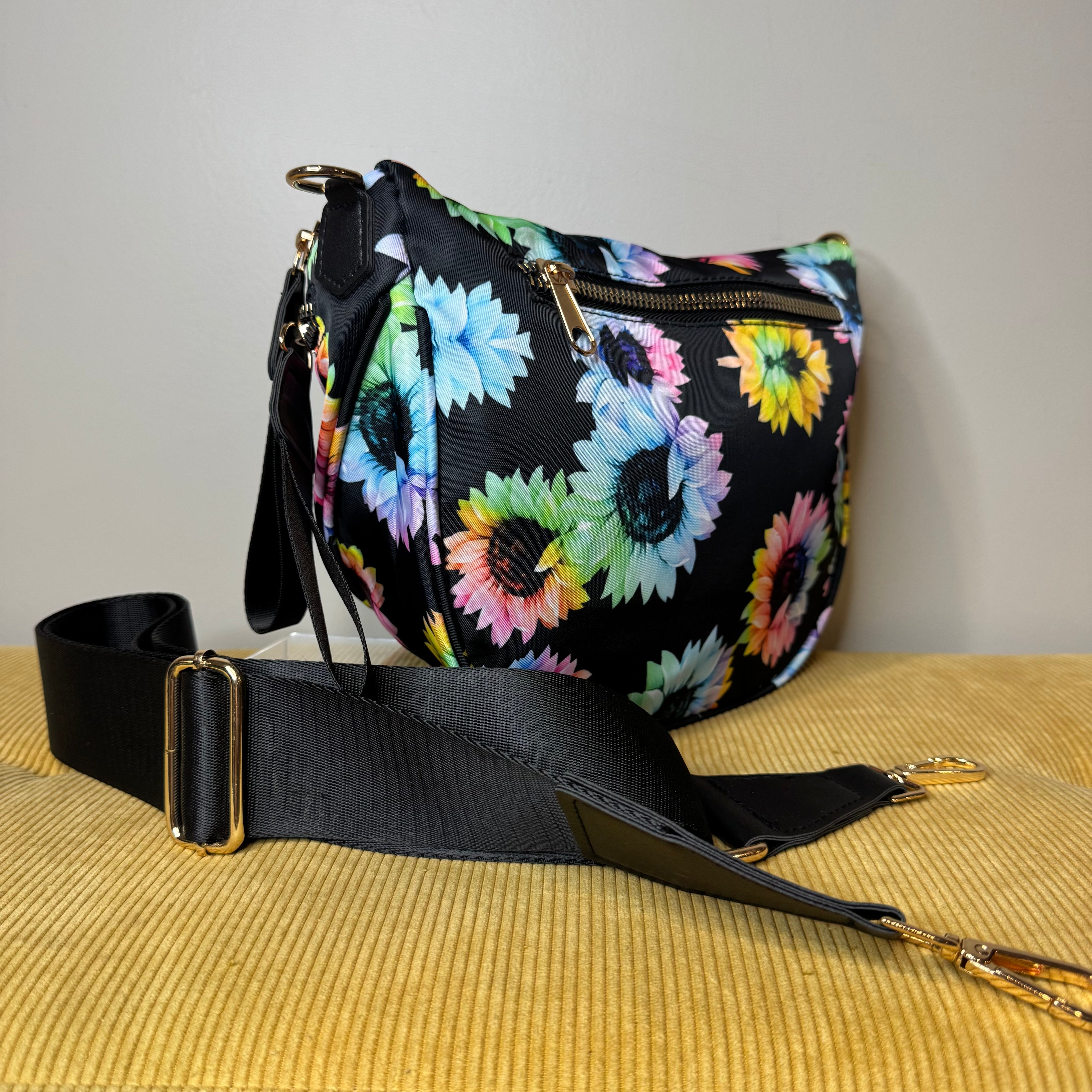 The Roni Nylon Crossbody - Rainbow Sunflower