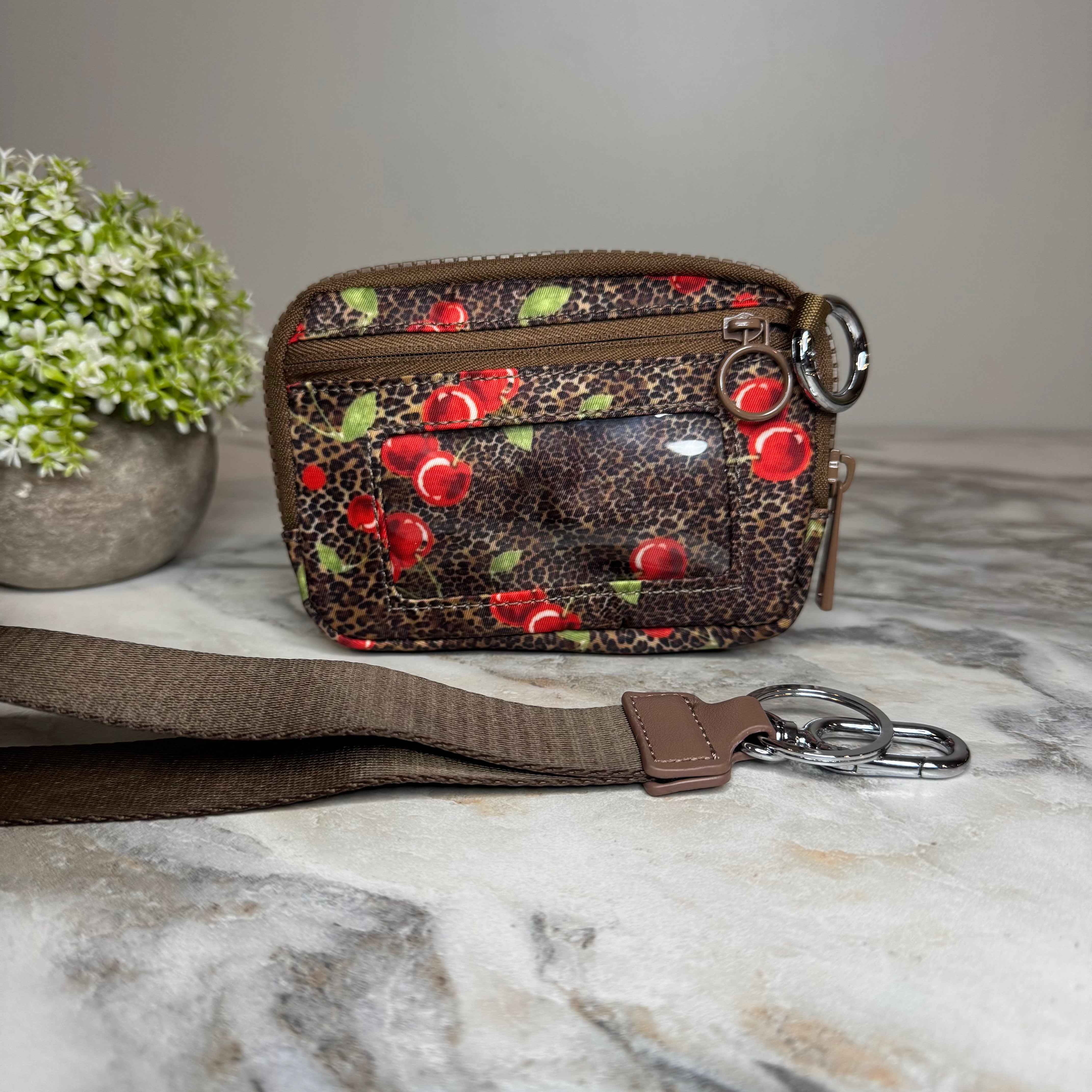 Rue - Nylon Wristlet Wallet - Animal Brown Cherry