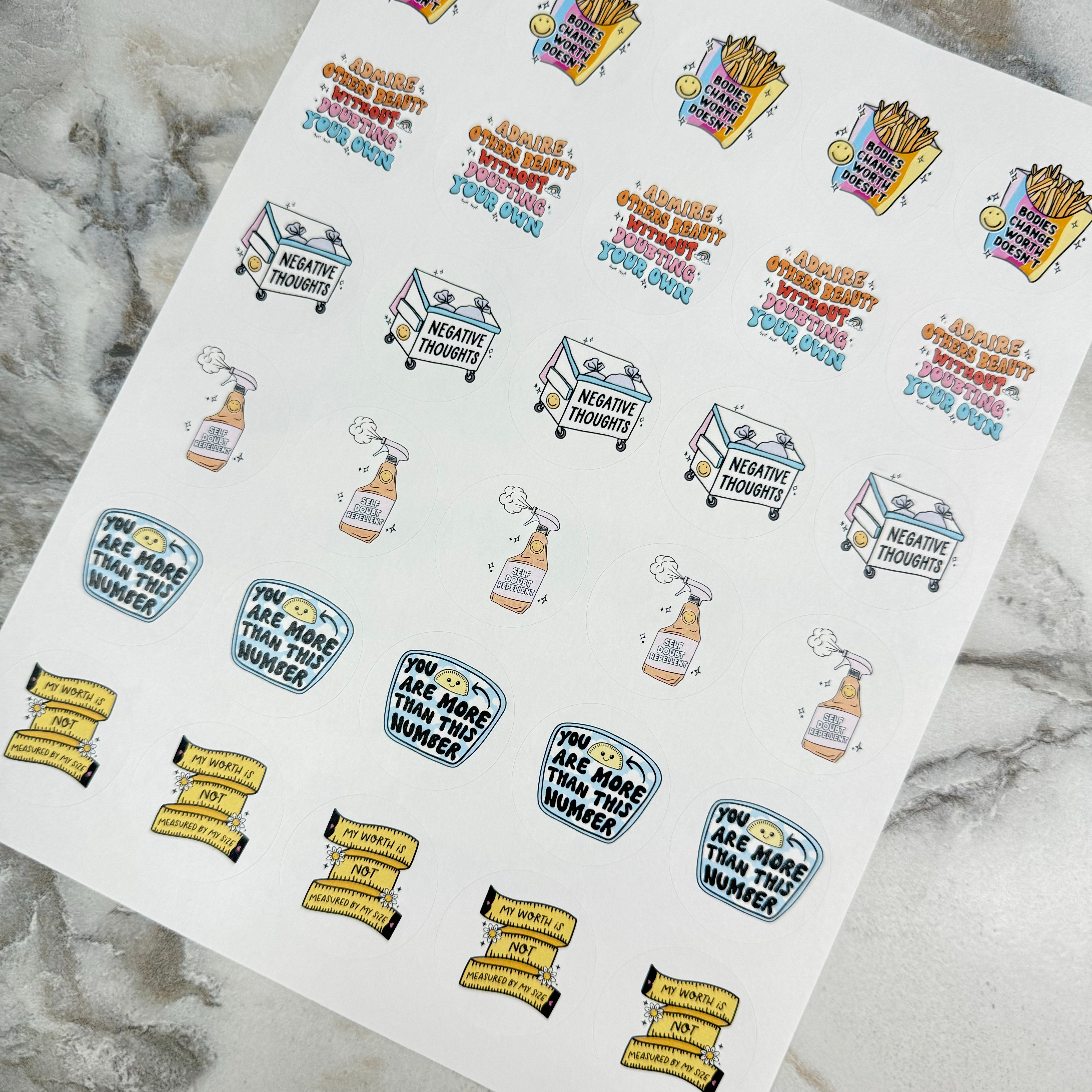 Package Stickers - Bodies Change Worth Doesn’t - Mixed Sheet