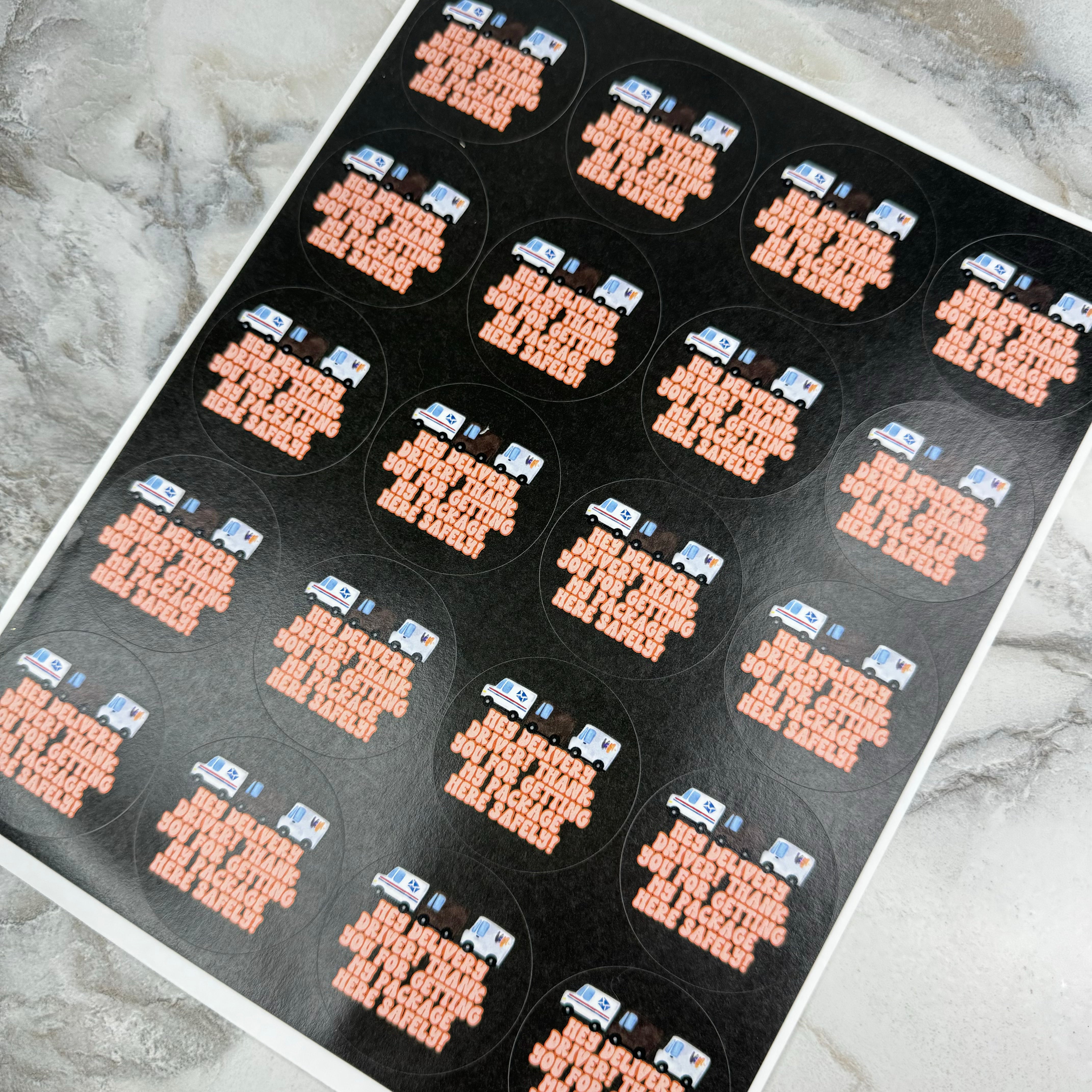 Package Stickers - Hey Delivery Drivers (On Black)