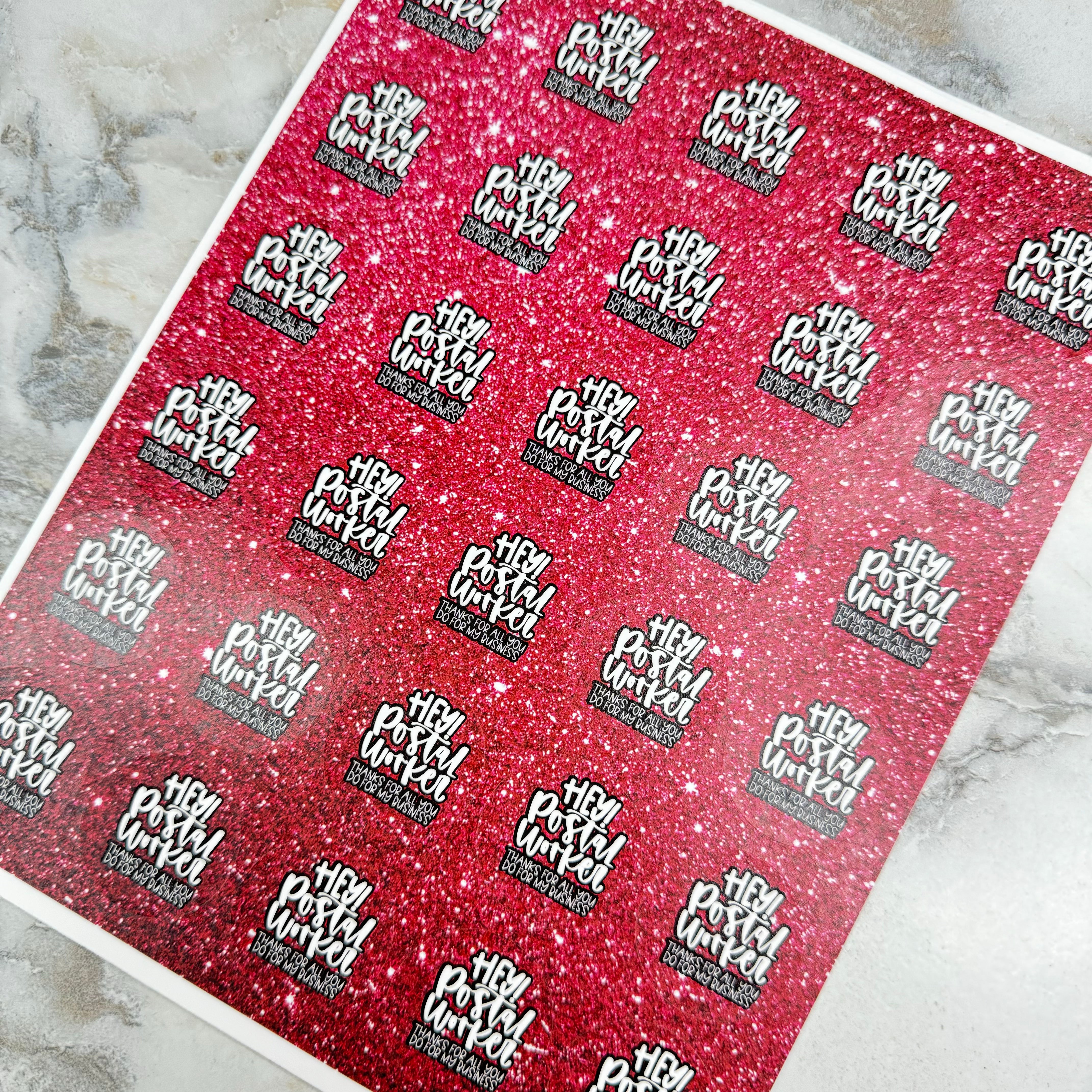 Package Stickers - Hey Postal Worker, Glitter